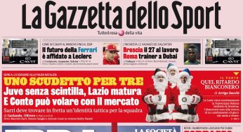 Le prime pagine sportive di oggi, martedì 24 dicembre