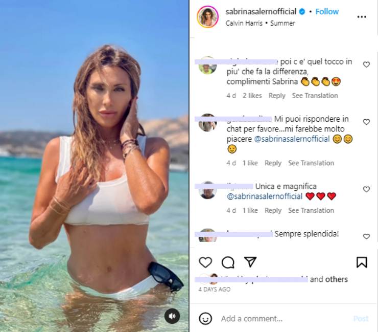 Sabrina Salerno, il reel estivo ti farà impazzire: bikini peccaminoso