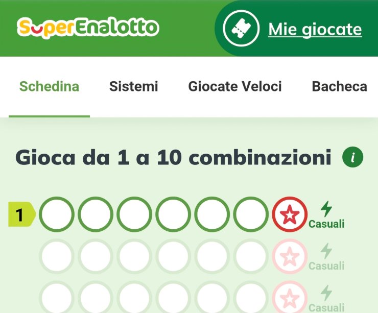 Superenalotto codice 10 euro bonus per giocare