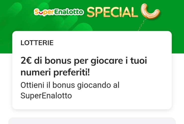 Superenalotto bonus 2 euro per chi gioca 5 euro