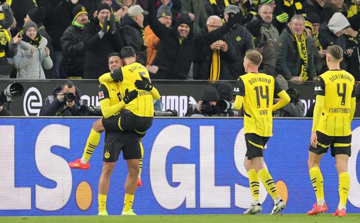 Un'esultanza dei giocatori del Borussia Dortmund