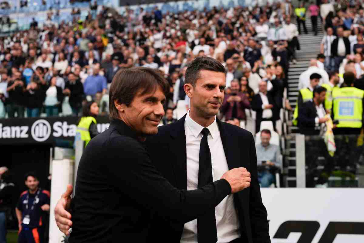 Gli allenatori di Napoli e Juventus Conte e Thiago Motta